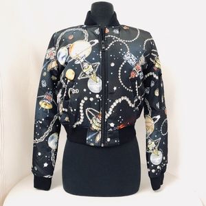 Love Moschino Black Jacket w/ Celestial Print SZ 6